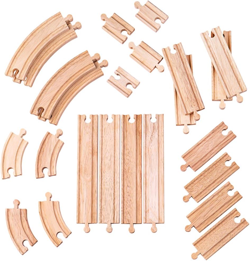 Bigjigs Rail Product Name: Expansion Pack - 24 Pieces Curves and Straights - Compatible with Major Rail Brands