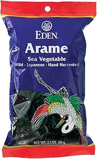 Eden Arame, Japanese Wild Sea Vegetable, Natural Seaweed, Hand Harvested, Chopped, Cooked, and Sun-Dried, Japan, 2.1 oz