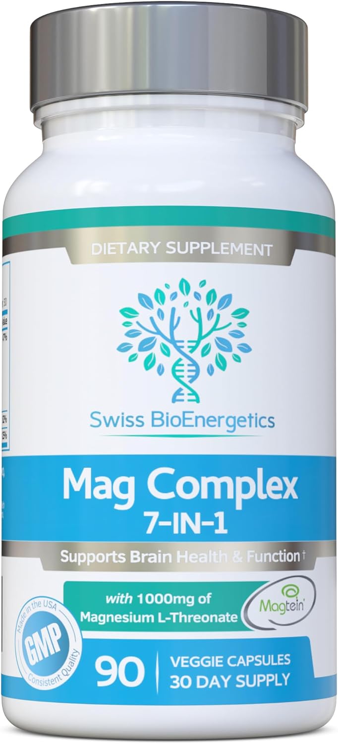 Magnesium L-Threonate Complex 7-in-1 with 1000mg of Magtein Plus Magnesium as Bisglycinate, Taurate, Citrate, Gluconate, Malate & Lactate - Supports Sleep - Vegan, UK Made and No Artificial Nasties