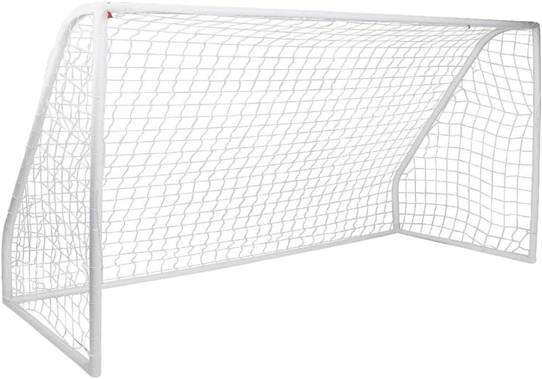 CHARLES BENTLEY Kids, Junior, 8ftx4ft, Plastic, Portable, White, Football Goal, Inc. Net, Easy Assembly, Net Clips, Ground Pegs, Polyester, Outdoor, Garden, Patio, Children, Instruction (244x122x90cm)