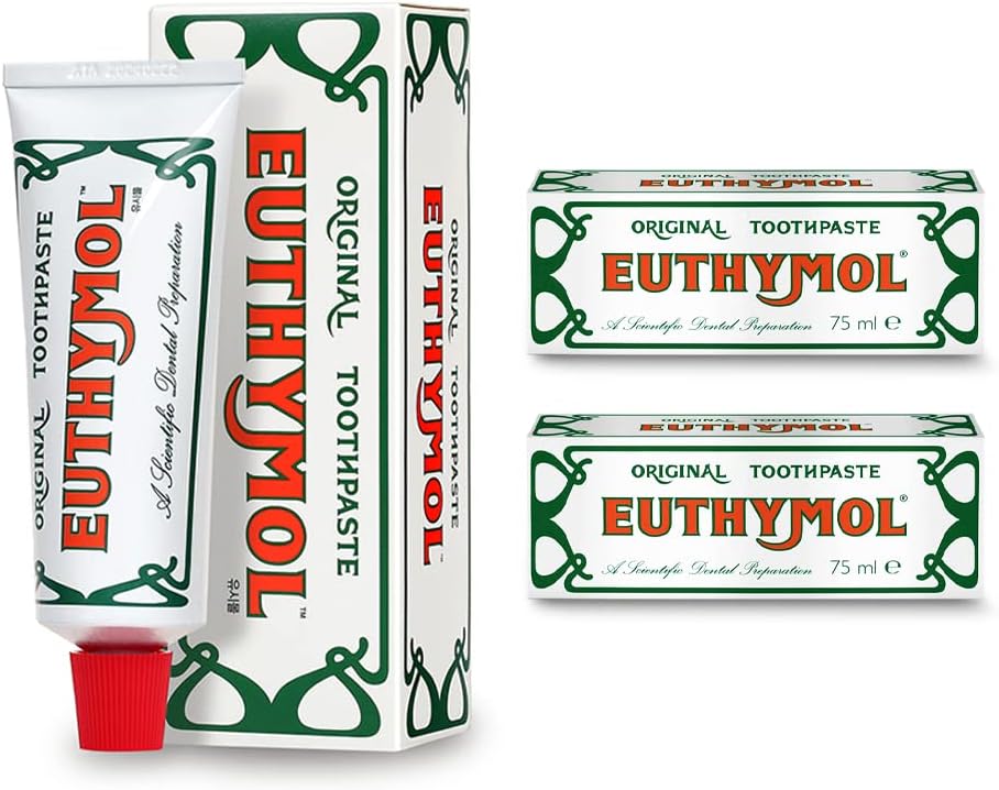 Euthymol Original Toothpaste Bundle – 2 x 75ml Fluoride-Free Toothpaste for Plaque Removal, Antibacterial, Cavity & Gum Care, Healthy Enamel, Daily Oral Hygiene