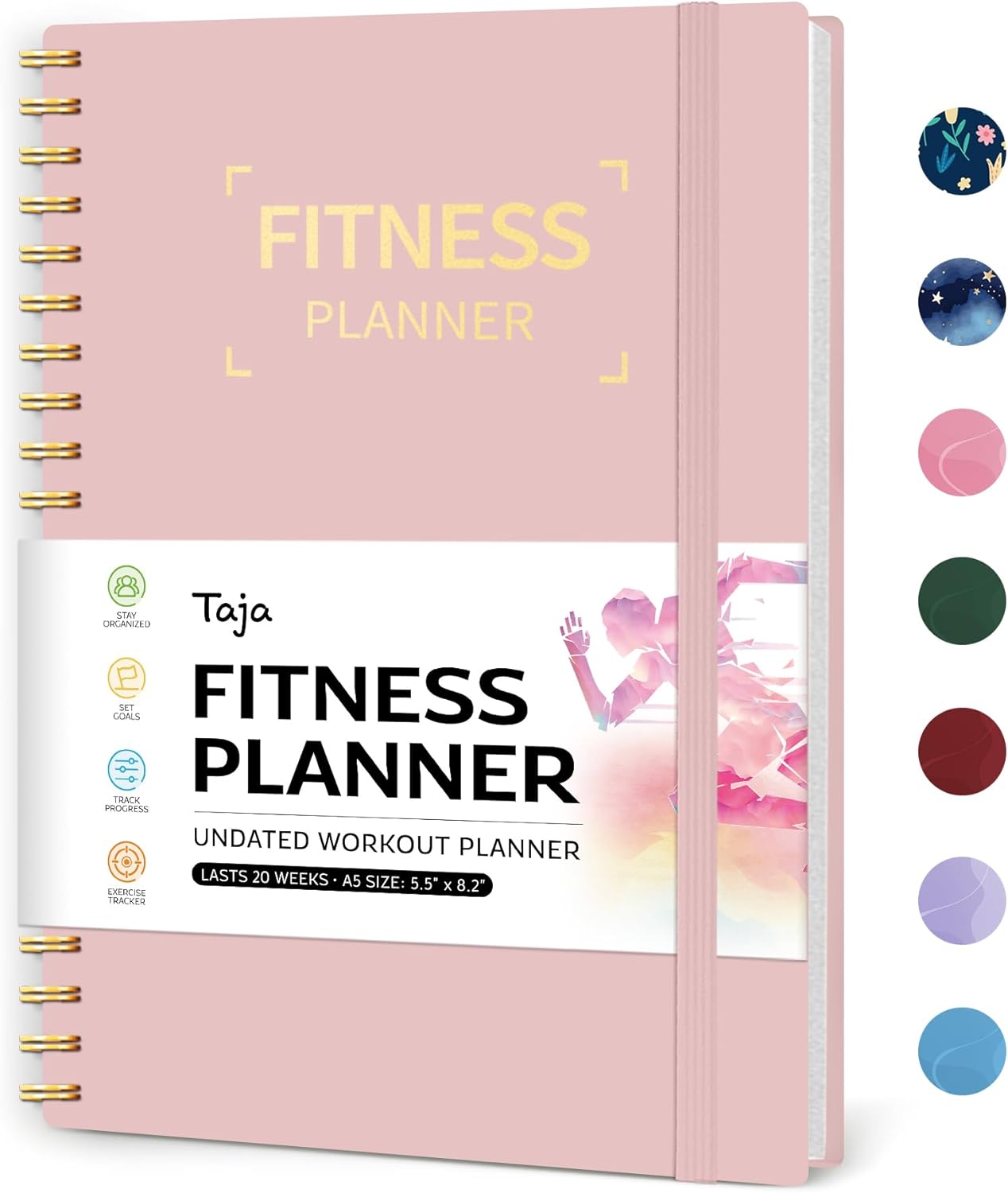 Fitness Workout Journal for Women & Men, A5(5.5" x 8.2") Workout Log Book Planner for Tracking, Progress, and Achieving Your Wellness Goals-Pink