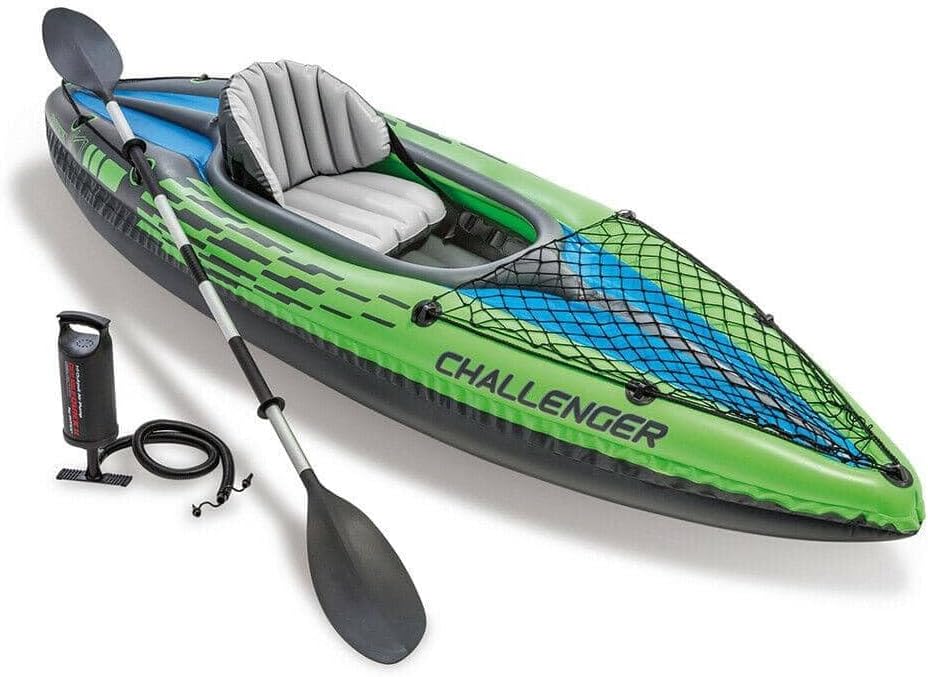 Intex Challenger Kayak, Man Inflatable Canoe with Aluminum Oars and Hand Pump