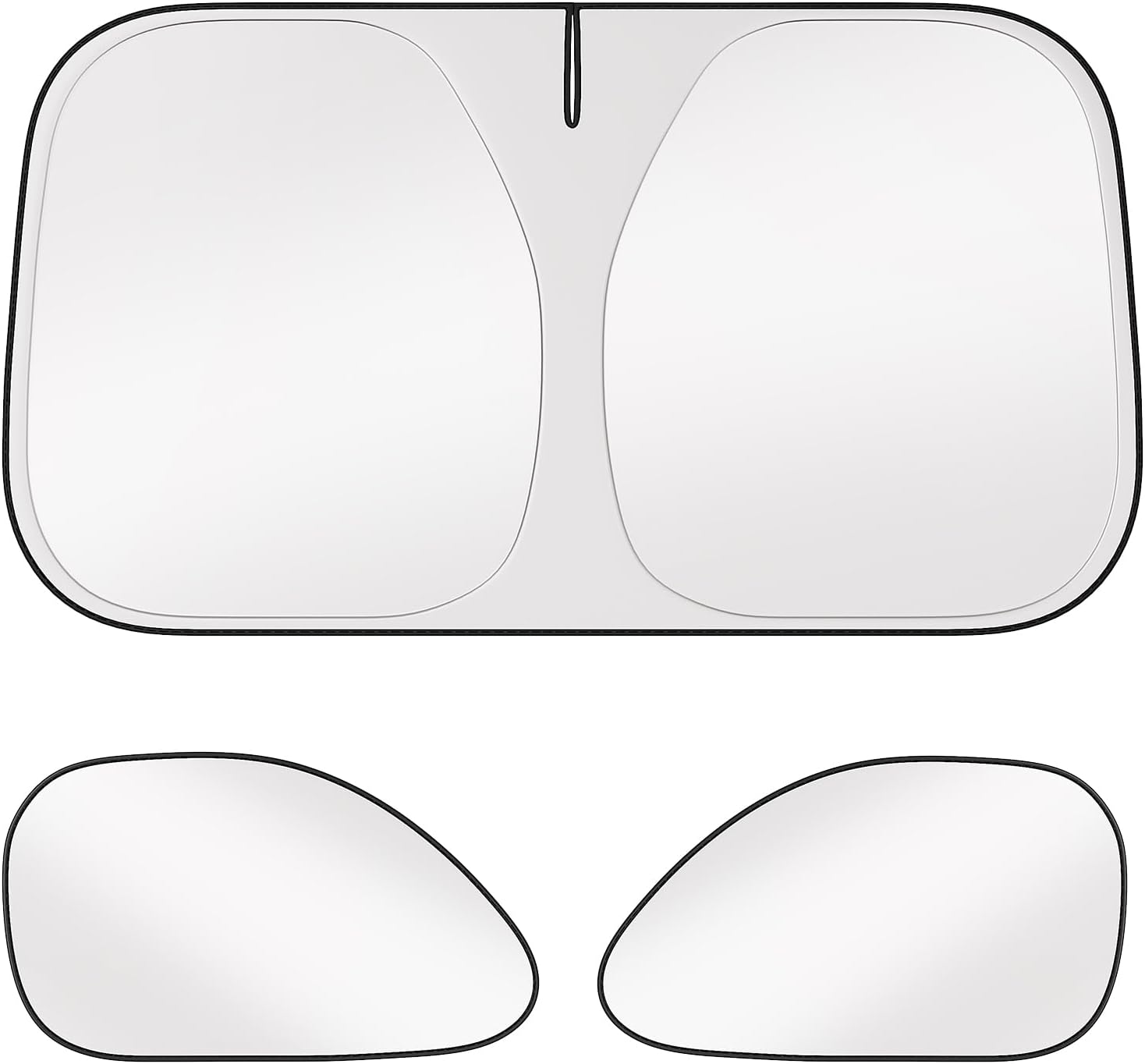 Roberly Car Windshield Sun Shade, 3Pcs 240T Foldable Sun Visor for Car Windshield & Side Window UV-Proof Heat Insulation Automotive Interior Protection with Storage Bag for Sedan SUV (S, 59" x 31.5")