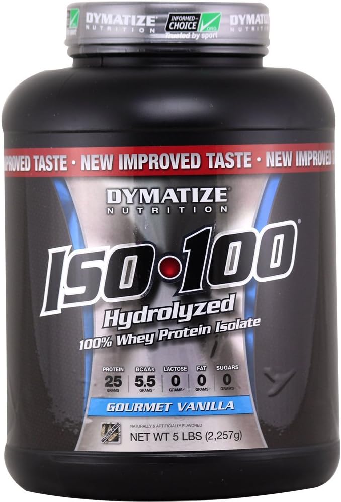 Dymatize ISO 100 Post Workout and Recovery Supplements, Gourmet Vanilla, 5 lbs (Pack of 6)