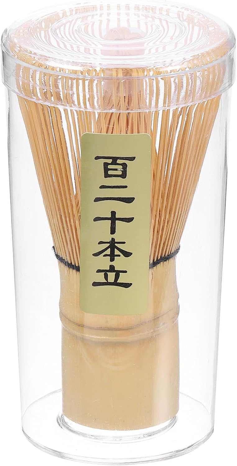 HARFINGTON Matcha Green Tea Whisk 120 Prongs Japanese Bamboo Whisk Chasen Preparing Matcha Powder Brush Tool Tea Traditional Scoop, Yellow
