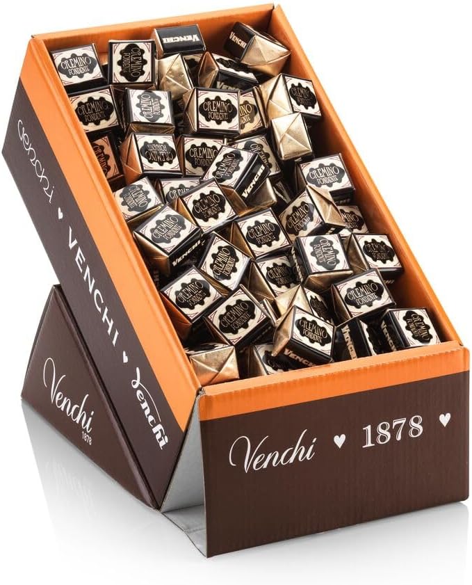 Venchi Dark Cremino Chocolates Pack Triple Layered Chocolates with Hazelnuts and Almonds Paste Gluten Free, 1230 gram