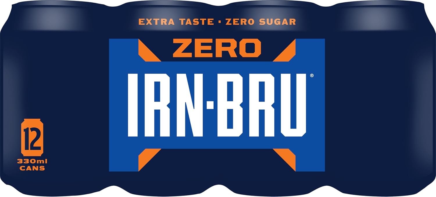 IRN-BRU Zero Carbonated Soft Drink, 12 Pack, 330ml Cans