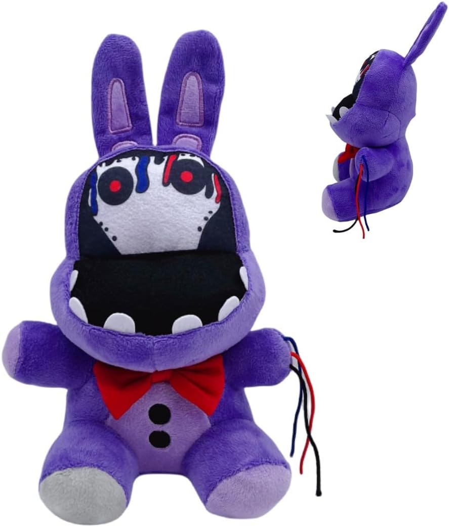 eamve 11Inch FNAF Withered Purple Bunny Plush Toys,FNAF Security Breach Bonnie Doll Plushies,Nightmare Freddy Stuffed Animal Doll Gift for Kids Fans Halloween Birthday Gift (28CM)