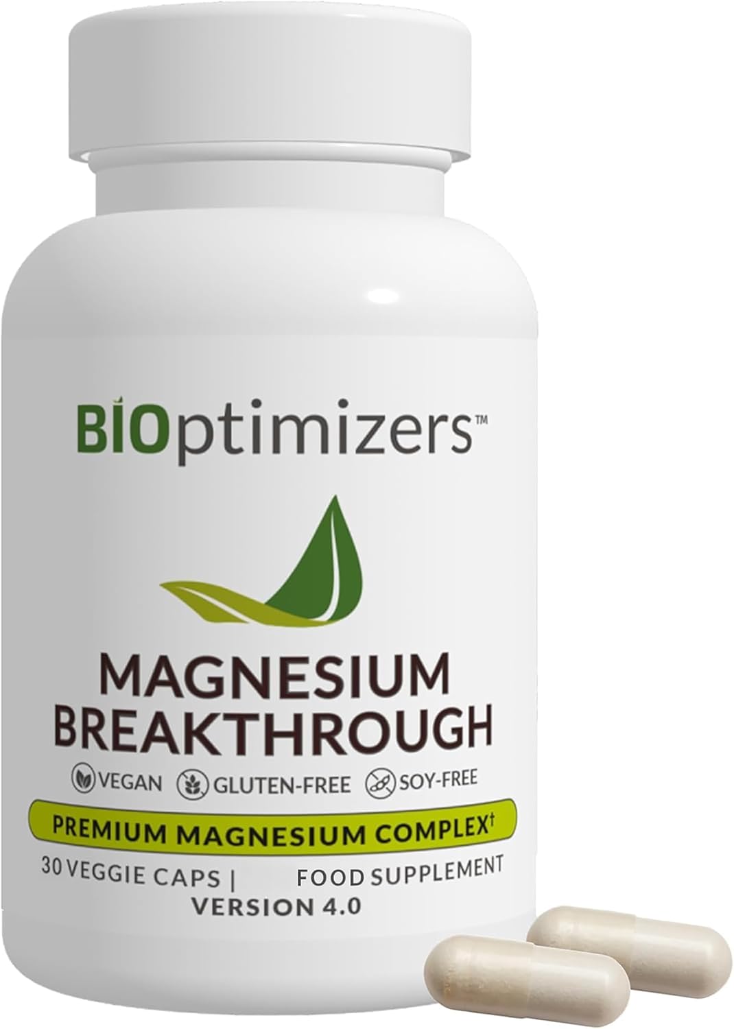 BIOptimizers Magnesium Breakthrough Supplement 4.0 | 7 Forms of Mg: Glycinate, Malate, Citrate, and More | Natural Support for Sleep and Cognitive Function | Calming Vitamins Complex | 30 Capsules
