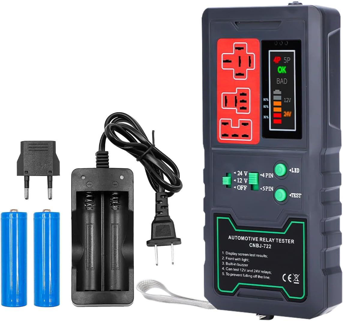 Alnicov Relay Tester Automotive With LED display 12V 24V Electronic Automotive Relay Tester Auto Car Diagnostic Battery Checker Tool