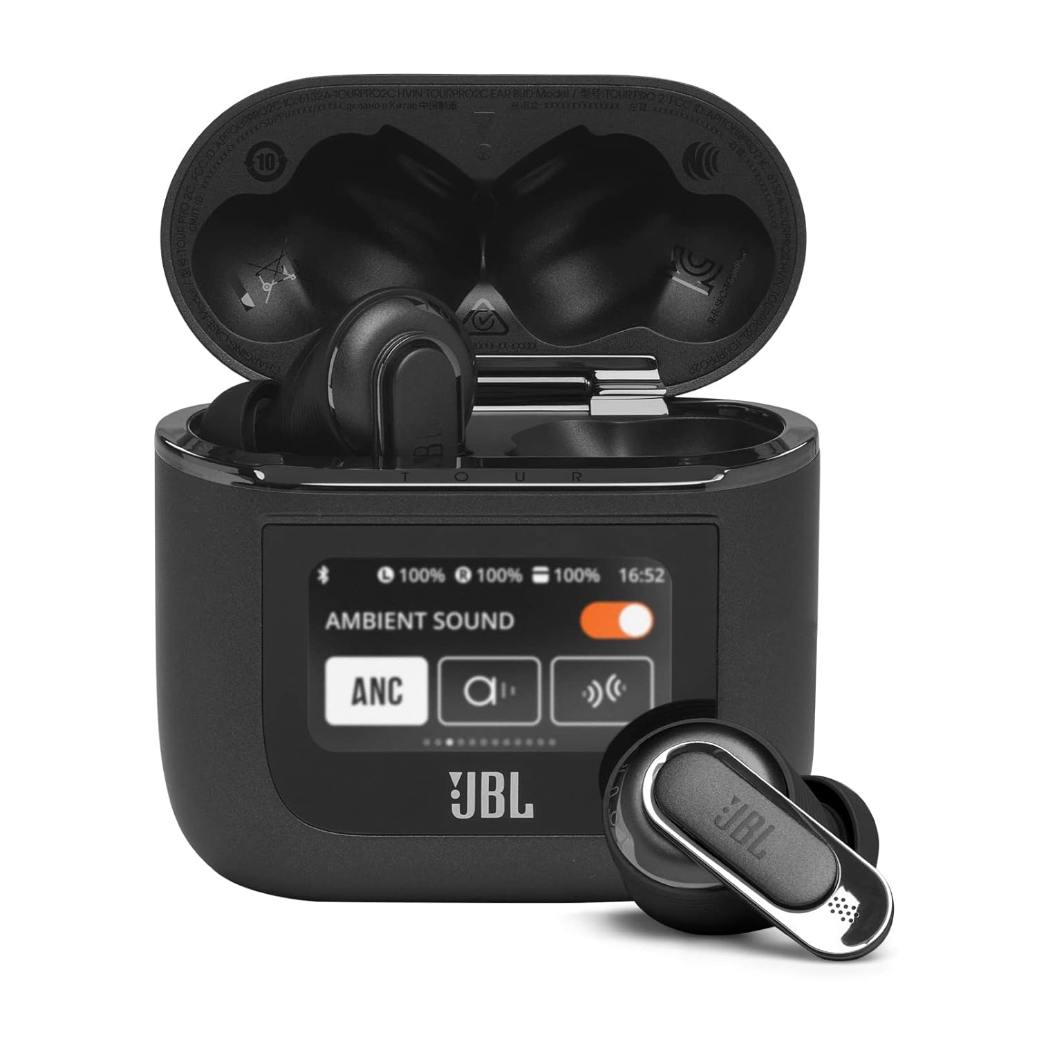 JBL Tour Pro 2 (Black) - True Wireless Noise Cancelling Earbuds, Small (Renewed)