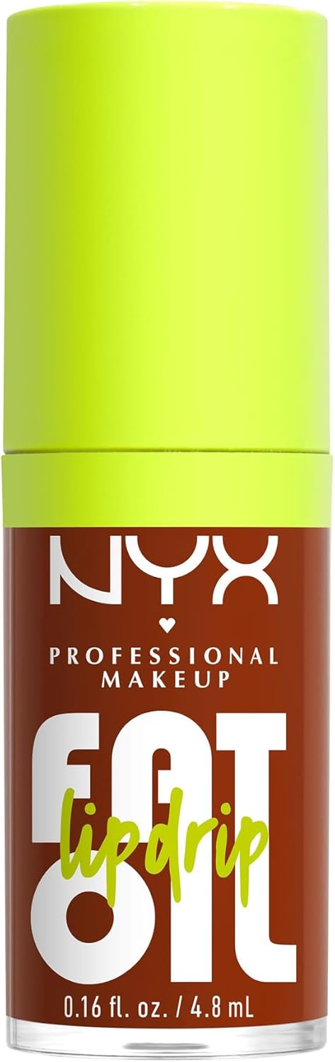 NYX Professional Makeup Lip Gloss, High Shine, Non-Sticky FInish, 12 Hours Hydrating, Fat Applicator, With Squalane, Raspberry and Cloudberry Oils, Fat Oil Lip Drip, Shade: Scrollin