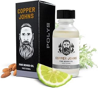 Beard Oil for Men Growth, Castor & Jojoba Oil with Sea Minerals, Increases Softness & Control for Fuller-Looking Beard, Mens Beard Oil, Polys-Bergamot & Cherry Almond, 1 oz
