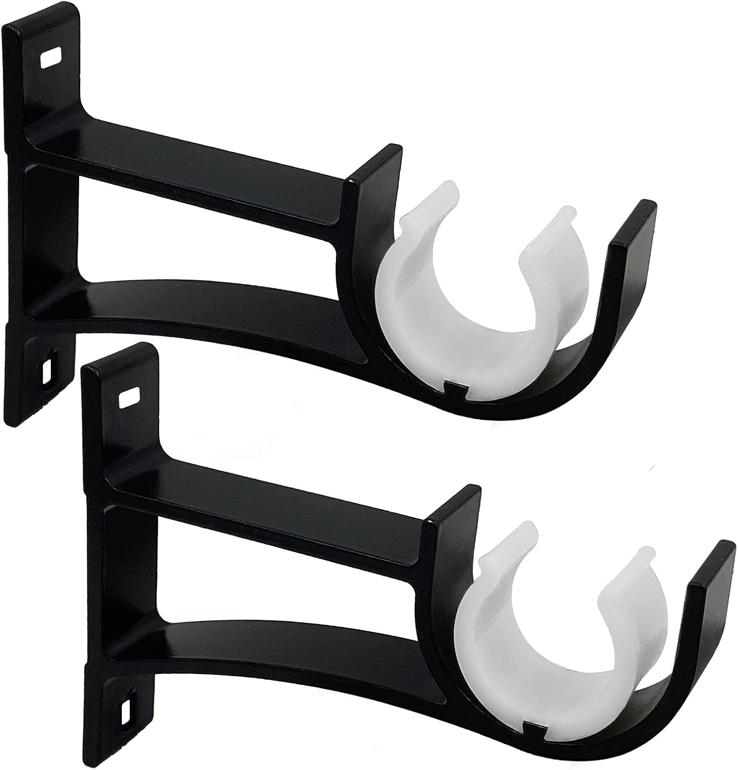 Curtain Rod Bracket, Single Holder Hooks 2 Pack Heavy Duty for 1 Inch 2.54CM Large Drapery Rods, Black Hangers Supports