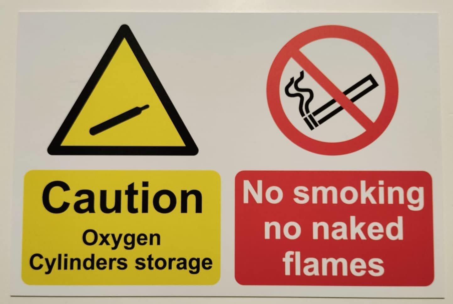 KPCM Display Ltd Caution Oxygen Cylinder Storage Safety Sign - 1mm Plastic, 200mm x 150mm