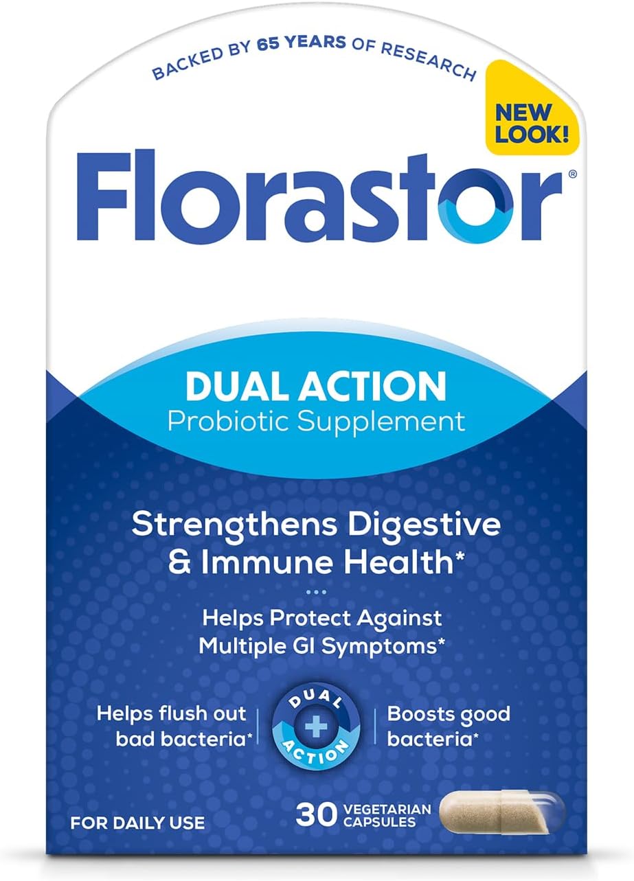 Florastor Probiotics for Digestive and Immune Health, 30 Capsules, Probiotics for Women & Men, Helps Flush Out Bad Bacteria, Boosts The Good with Our Unique Strain Saccharomyces Boulardii