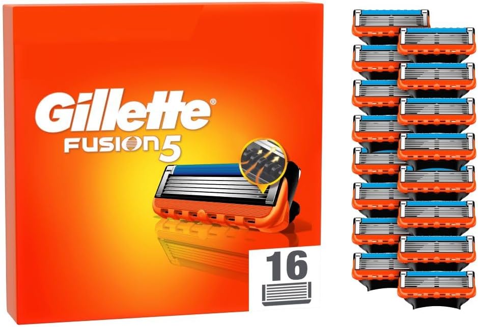 Gillette Fusion5 Razor Blades Men, Gillette Razors For Men, Pack of 16 Razor Blade Refills with Precision Trimmer, 5 Anti-Friction Blades, Mens Razors For Shaving, Gillette Fusion 5 Blades