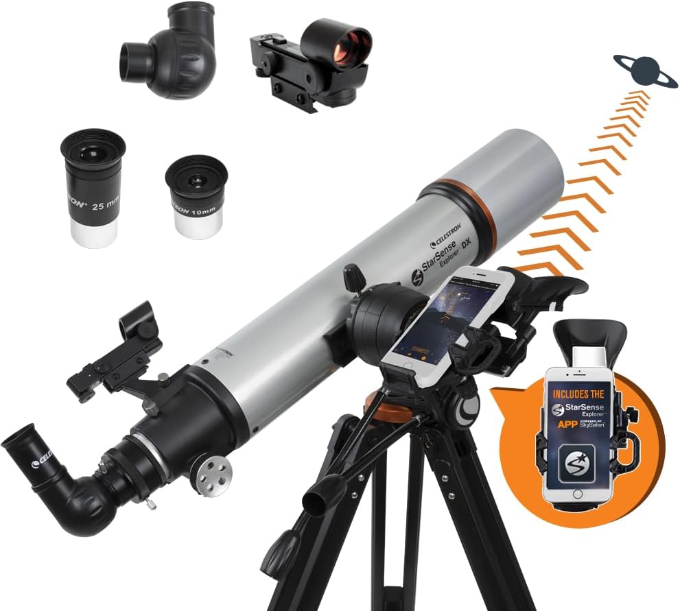 Celestron StarSense Explorer DX 102AZ App-Enabled Telescope – 102mm Refractor with Smartphone Dock & StarSense App – iPhone & Android Compatible – Easy-to-Use for Beginners