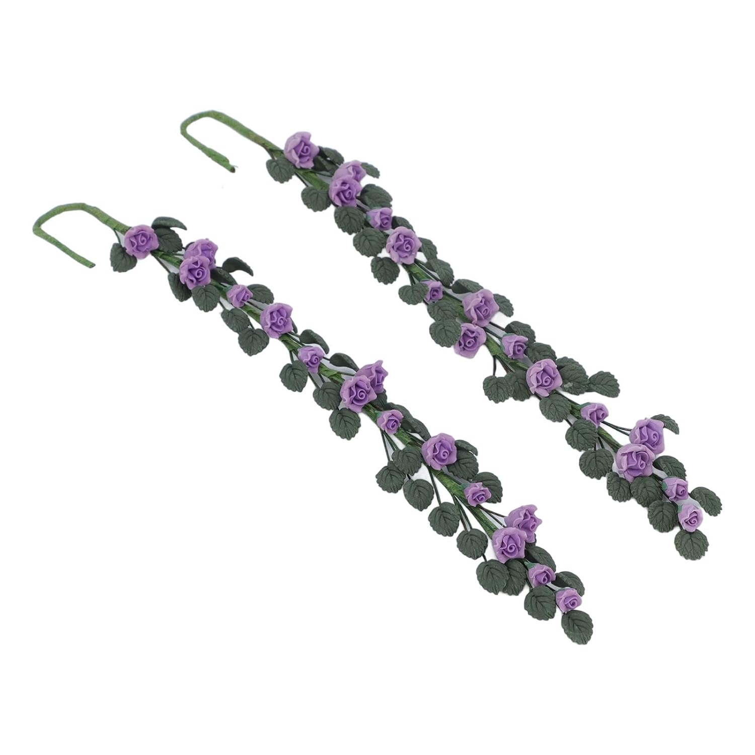 Doll House Rose Vine, Miniature Swing Ornament, Decor for Photography Props, Iron and Clay, Length 20cm ()