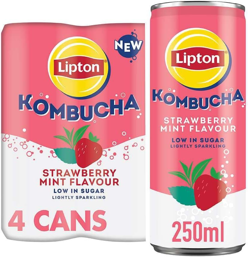 Lipton Kombucha Strawberry & Mint, 250ml, (Pack of 4)