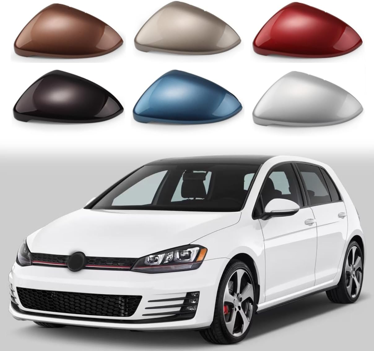 Car Rearview Mirror Cap Cover For VW Golf GTI MK7 2015 2016 2017 2018 2019,5G0 857 537,5G0 857 538 (Crystal Silver, Left)