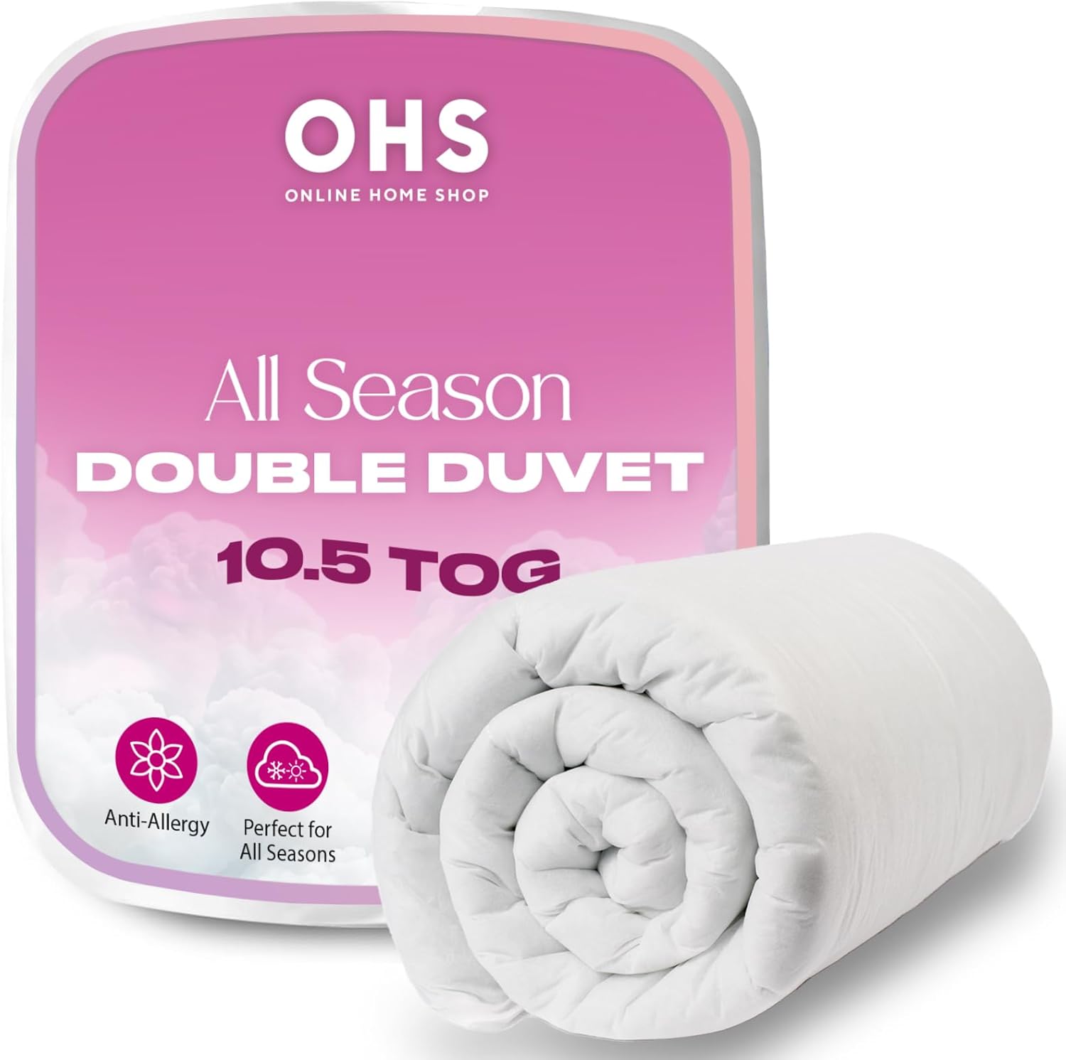 Brentfords Double Duvet 10.5Tog, Quilt Double Duvets Anti Allergy Home Soft Comfort Bedding Hotel Quality To Duvet Breathable Non Allergenic Fibre, White