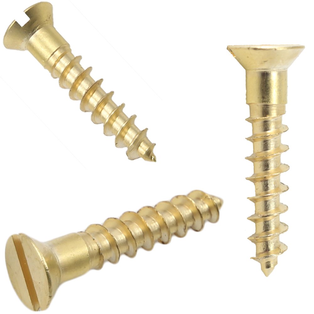 #4 Size x 1/4" Solid Brass Flat Head Wood Screw Qty 100 Pieces, Slotted Drive, Number 4 Size x 1/4" Length