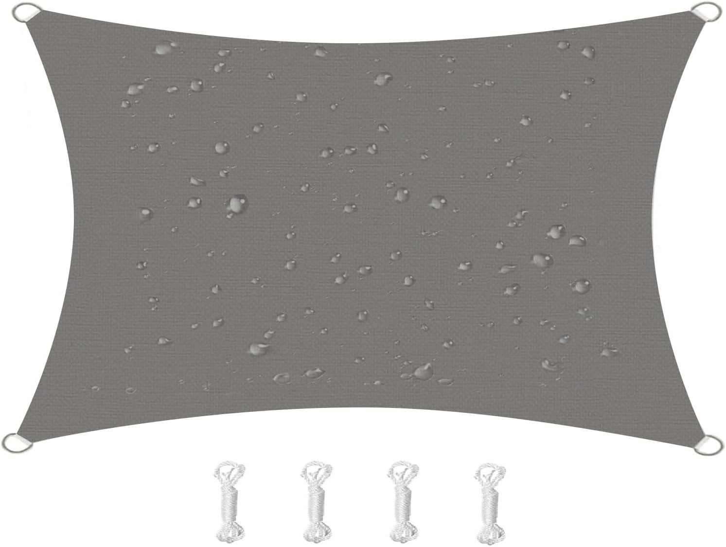 HOMPER 2x3M Sun Shade Sail Waterproof Rectangle(Grey), 95% UV Block Garden Sunscreen Awning Canopy with Free Rope, Breathable Patio Sail pergola for Outdoor Party