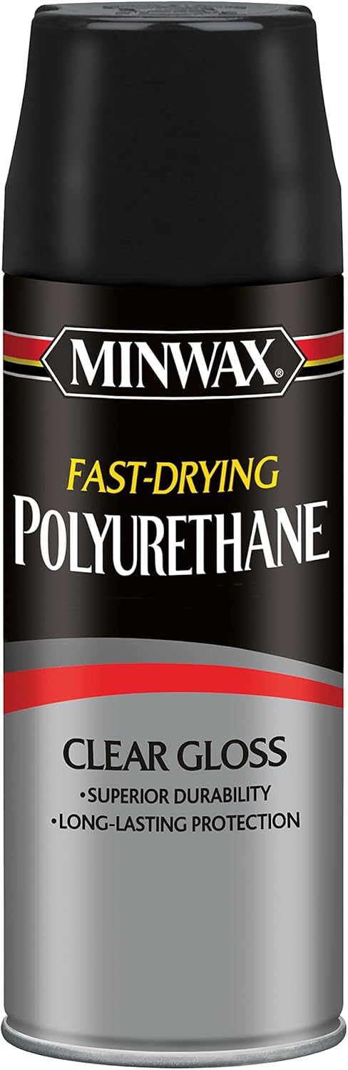 Minwax Fast Drying Polyurethane Spray, Protective Wood Finish, Clear/Warm Gloss, 11.5 oz. Aerosol Can ( Packaging May Vary)