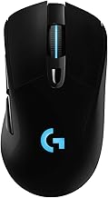 Logitech G703 Lightspeed Wireless Gaming Mouse W/Hero 25K Sensor, PowerPlay Compatible, Lightsync RGB, Lightweight 95G+10G Optional, 100-25, 600 DPI, Rubber Side Grips - Black