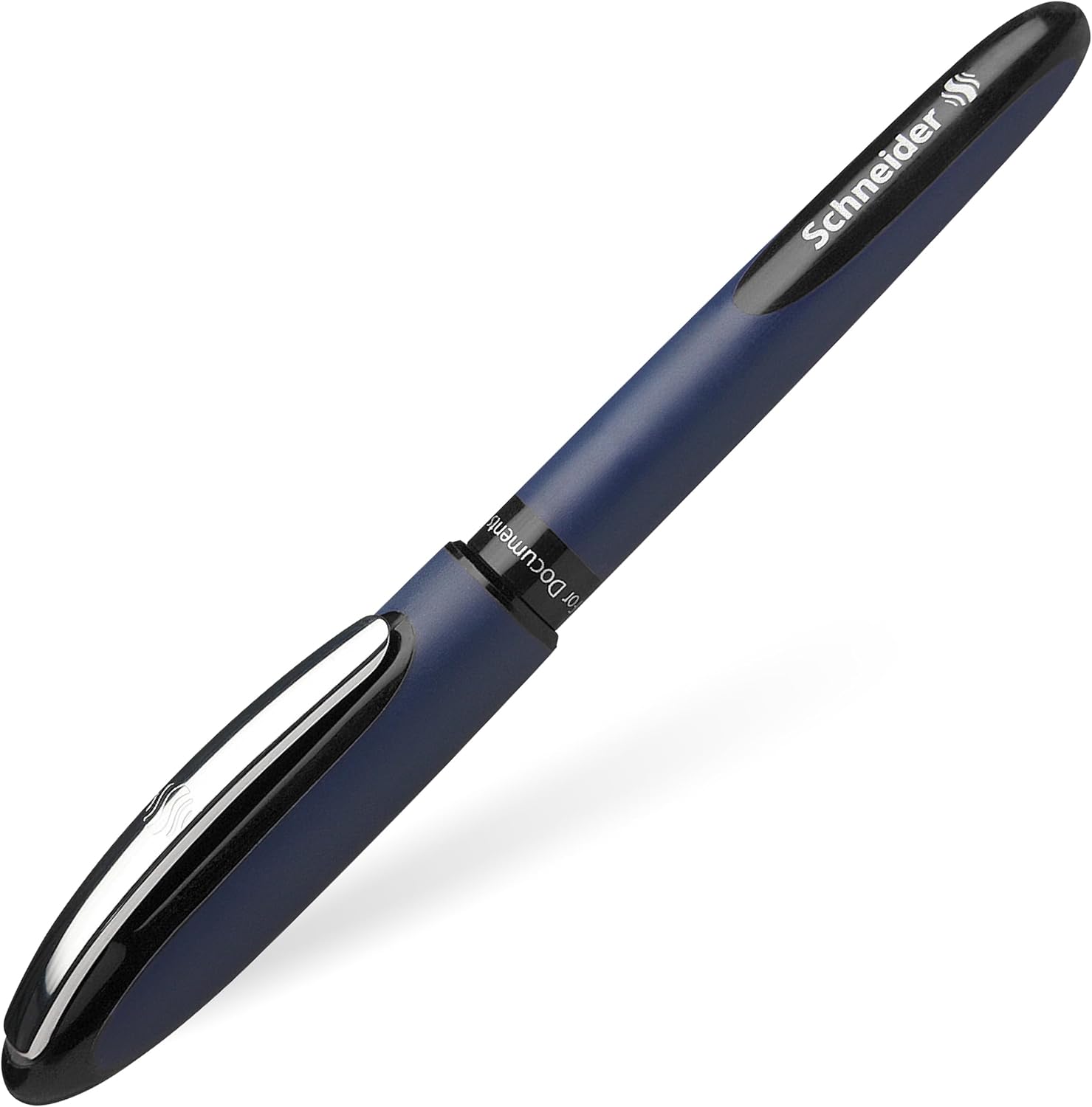 Schneider One Business Rollerball Pen, 0.6 mm line Width and Ultra-Smooth tip, Made in Germany, 1 Blister Card Black