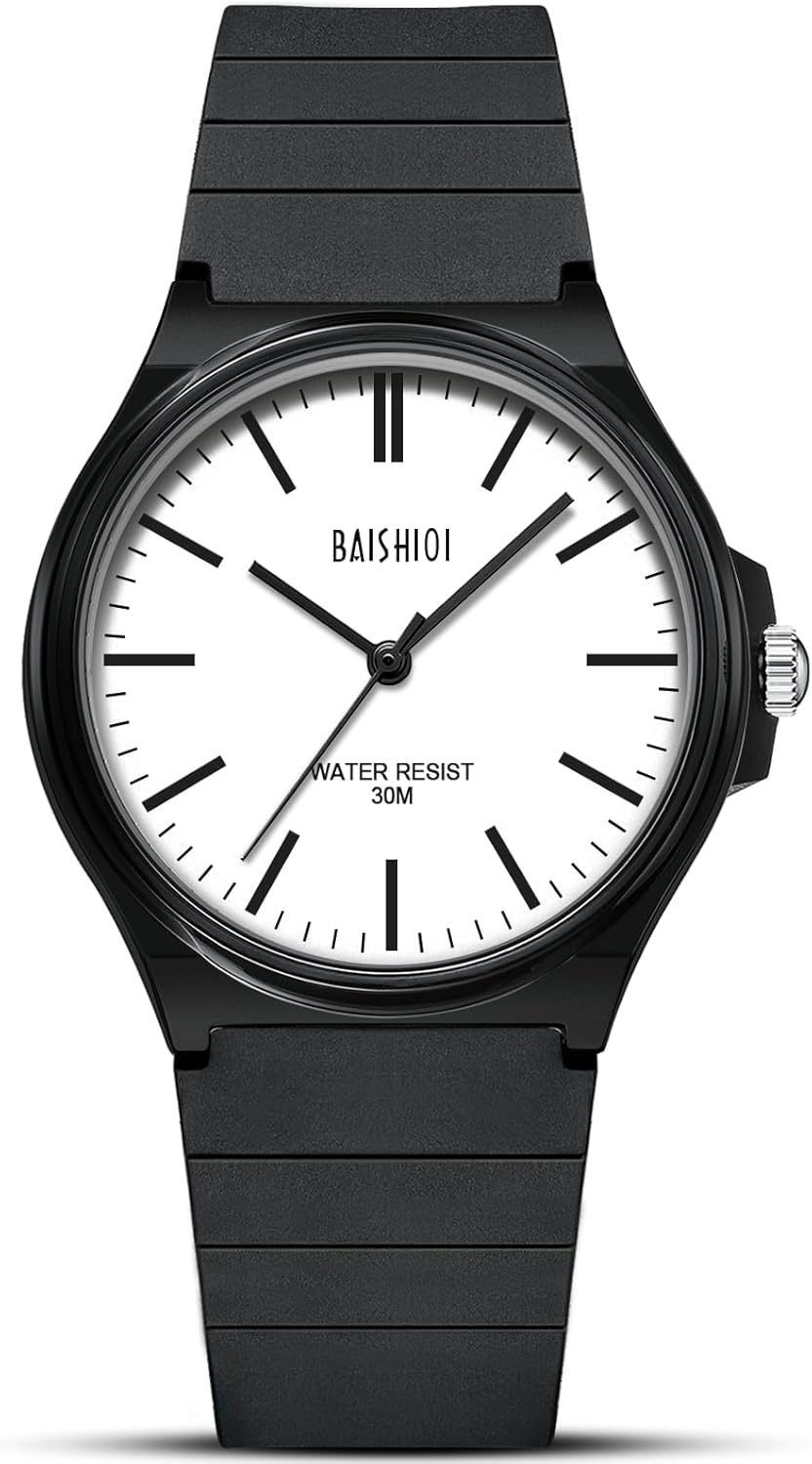 BAISHIOI Mens Watches Analog Quartz Watch for Men Minimalist Fashion Business Designer Waterproof Men's Wrist Watches with Black Silicone Strap
