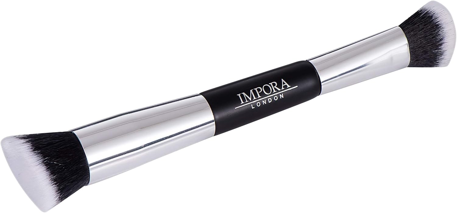 Foundation Makeup Brush - Buffing, Blending, Highlight, Contouring. Use with Cream, Powder, Liquid Foundation. Double Ended Contour Make up Brush