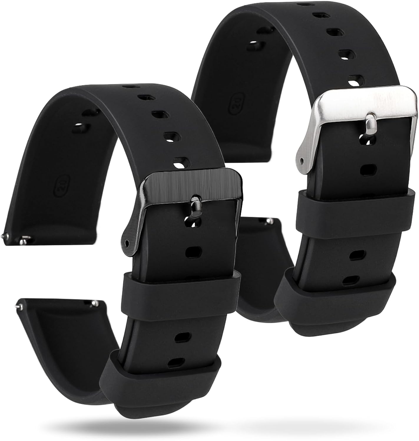 2 Pcs Silicone Watch Bands, Quick Release Soft Rubber Replacement Watch Bands Watch Straps for Men Women