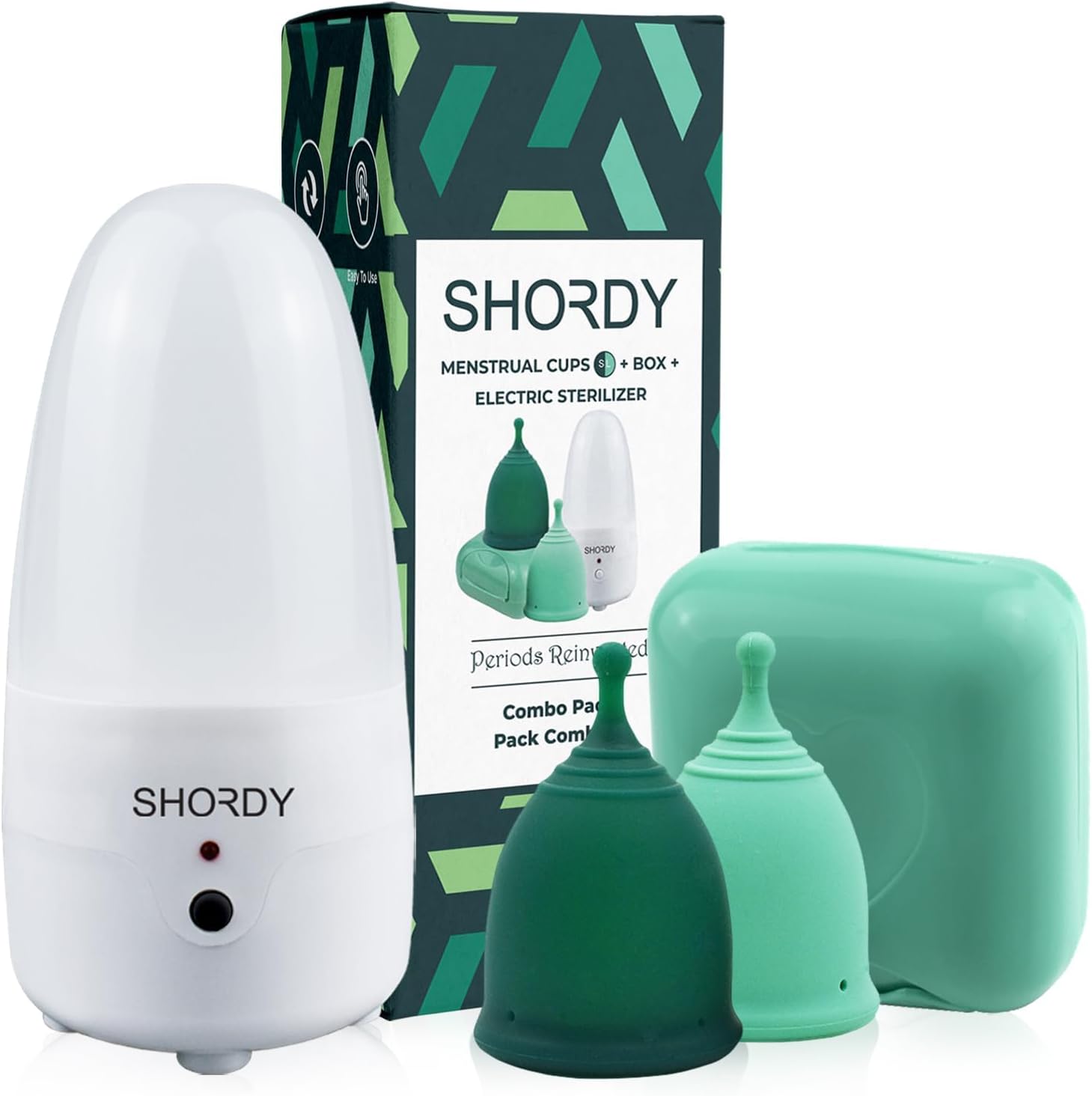SHORDY Menstrual Cups Beginner Kit - Small & Large with Electric Sterilizer