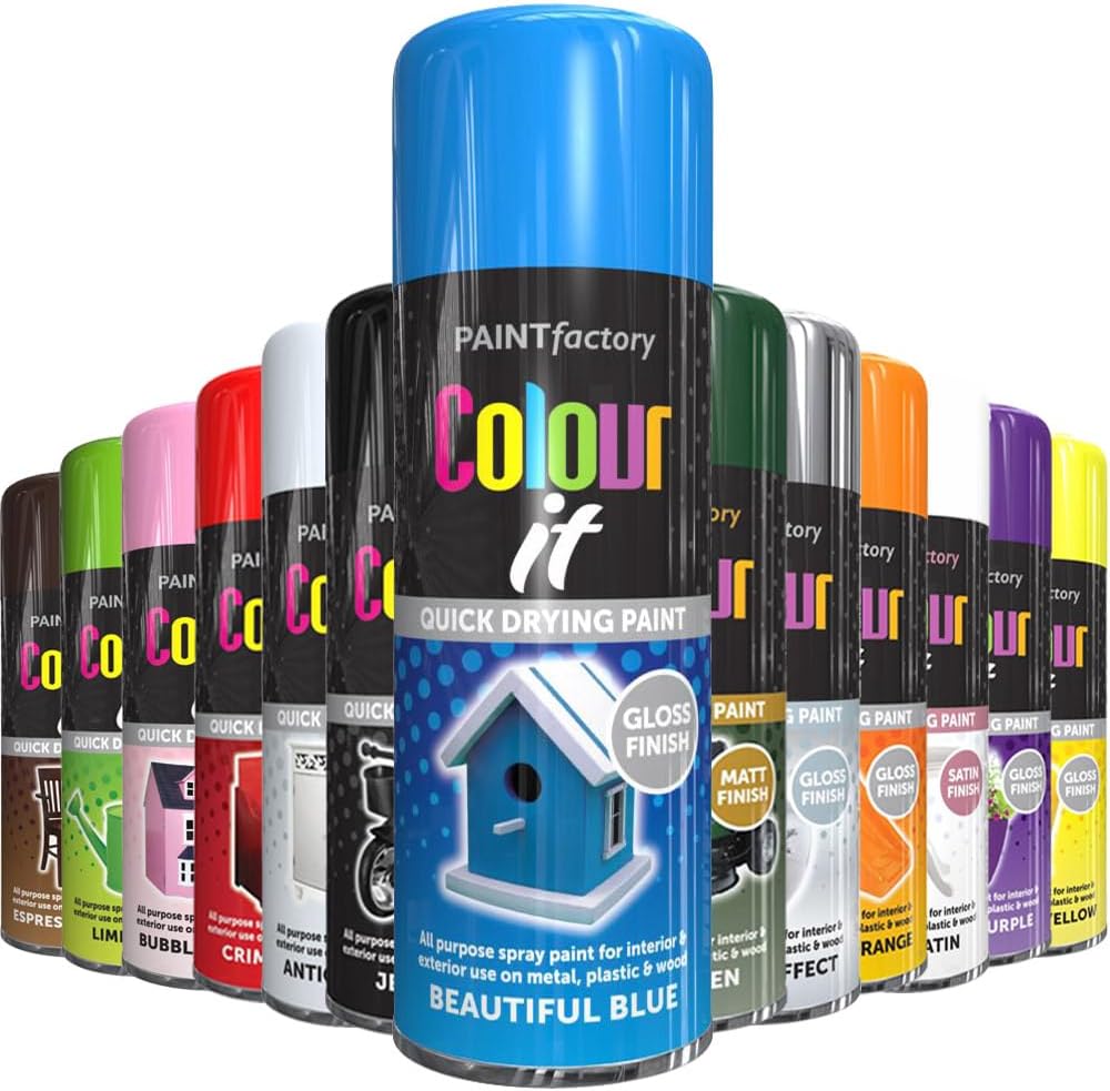 AlezyB - 400ml Colour IT All Purpose 1x Blue Gloss Household Spray Paint for Metal, Wood, Plastic, Professional Quality Fantastic Finish, Interior Exterior, Fast Drying and Excellent Coverage