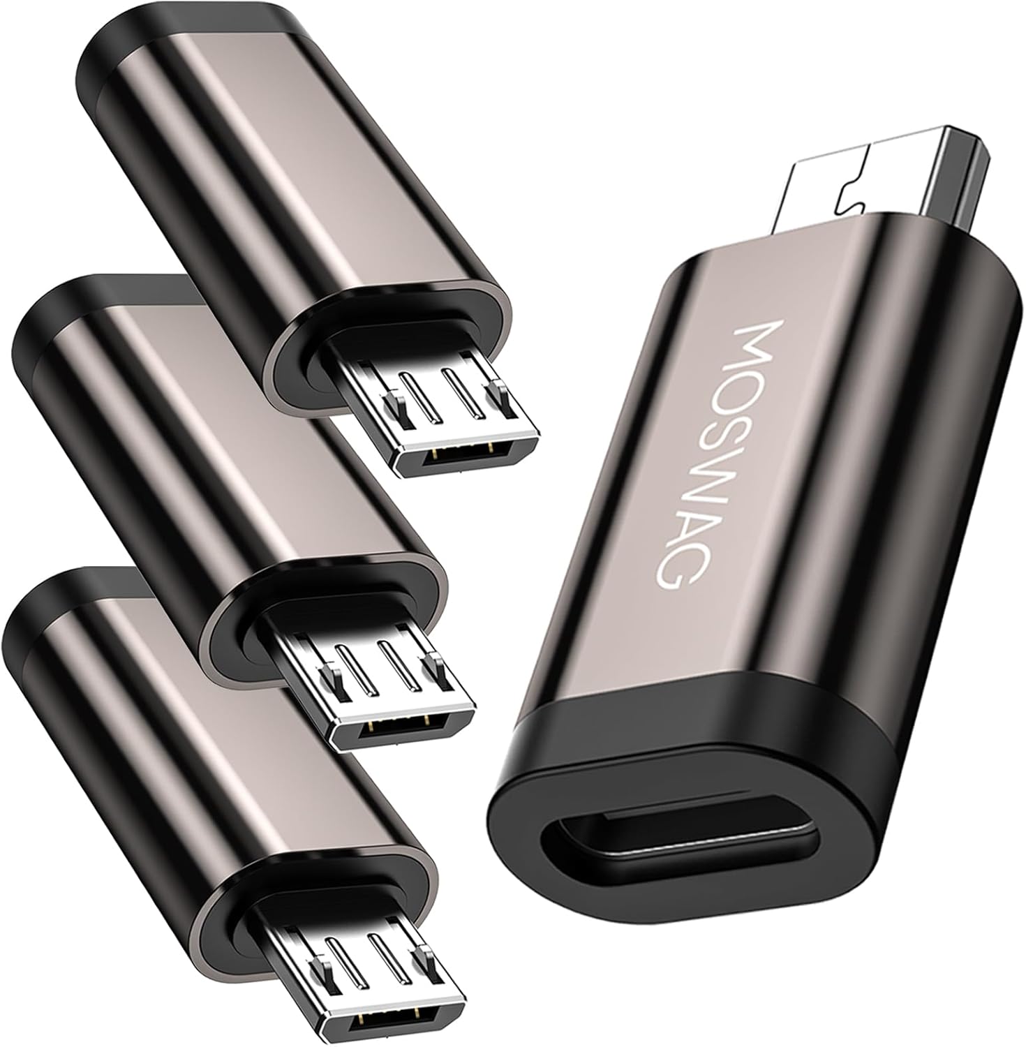 MOSWAG Micro Adapter (4 Pack) USB C Female to Micro Male Adapter, Micro to USB C Connector for Samsung Galaxy S7 Edge, Nexus 5, Nexus 6