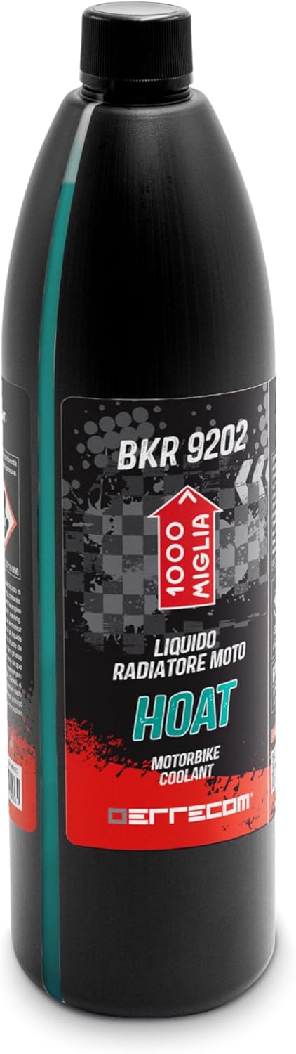 ERRECOM 1000 Miglia BKR 9202 Motorcycle Coolant HOAT -38°C/+125°C, Ready to Use Antifreeze HYBRID OAT, 1 Litre - BLUE