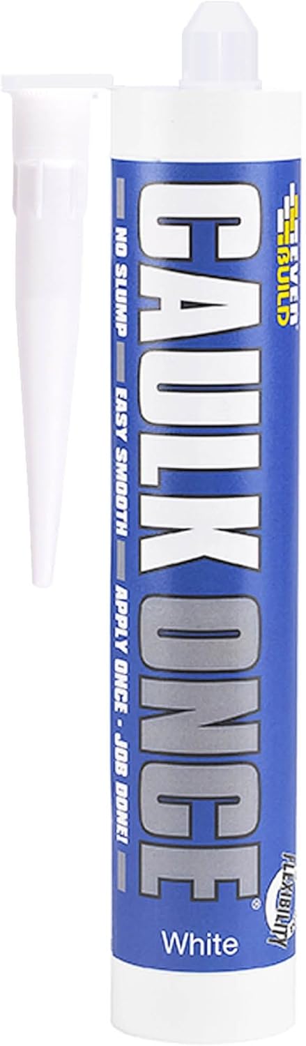 Everbuild Caulk Once Premium Quality Acrylic Caulk – Highly Flexible – Fast Drying – White – 295ml