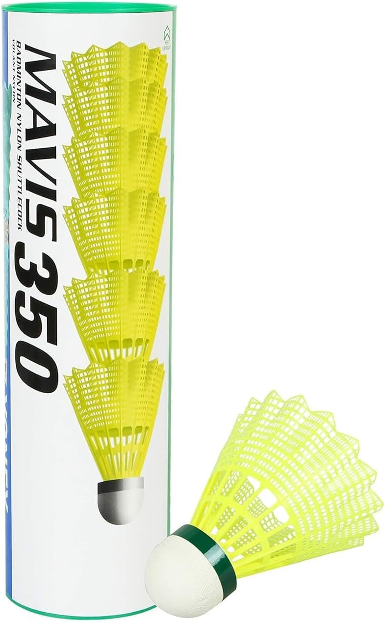 YONEX Mavis 350 Nylon Badminton Shuttlecocks (Yellow, Slow Speed) | Durable Performance