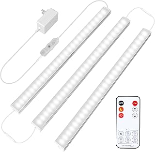Maylit Under Cabinet Lights Plug in, 3 Pcs 12 Inch Ultra Thin Under Cabinet Lighting, Super Bright Daylight White Under Counter Lights for Kitchen, Dimmable Light for Cabinet, Counter, Workbench, Desk