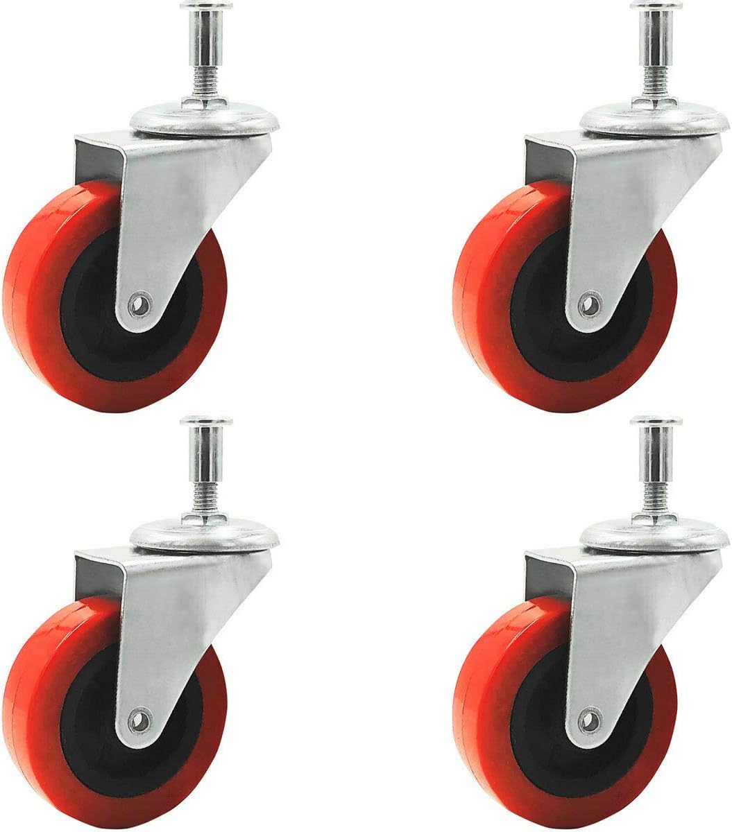 4 Pack Heavy-Duty 2" LOW PROFILE Swivel Caster Wheel for Creeper Service Cart Stool Post Mount