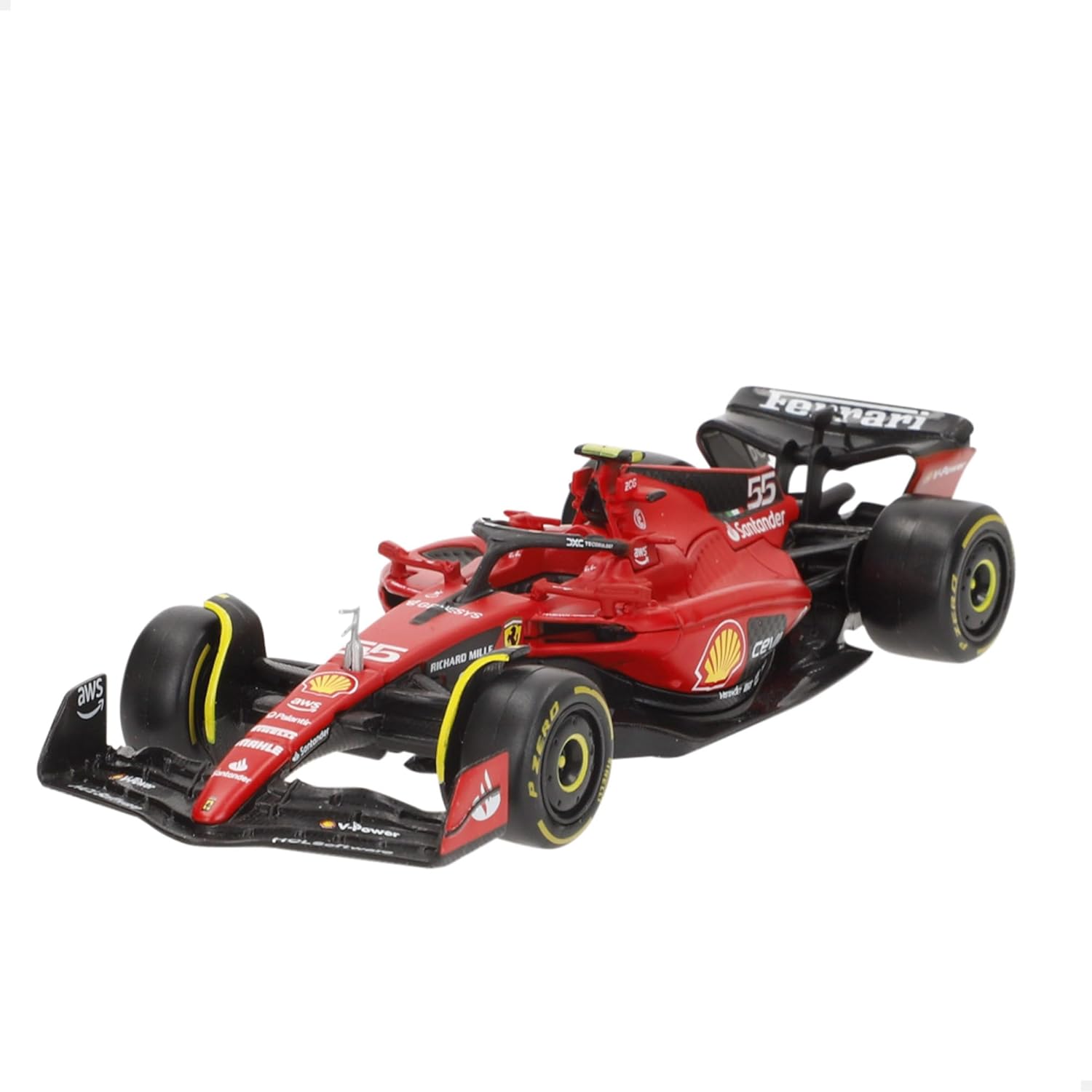 Bburago Formula 1 F1 FERRARI SF-23 Race Car (Sainz) - 1:43 Scale - Incredibly Detailed Die-Cast Replica Collectible Model Vehicle, Red/Black
