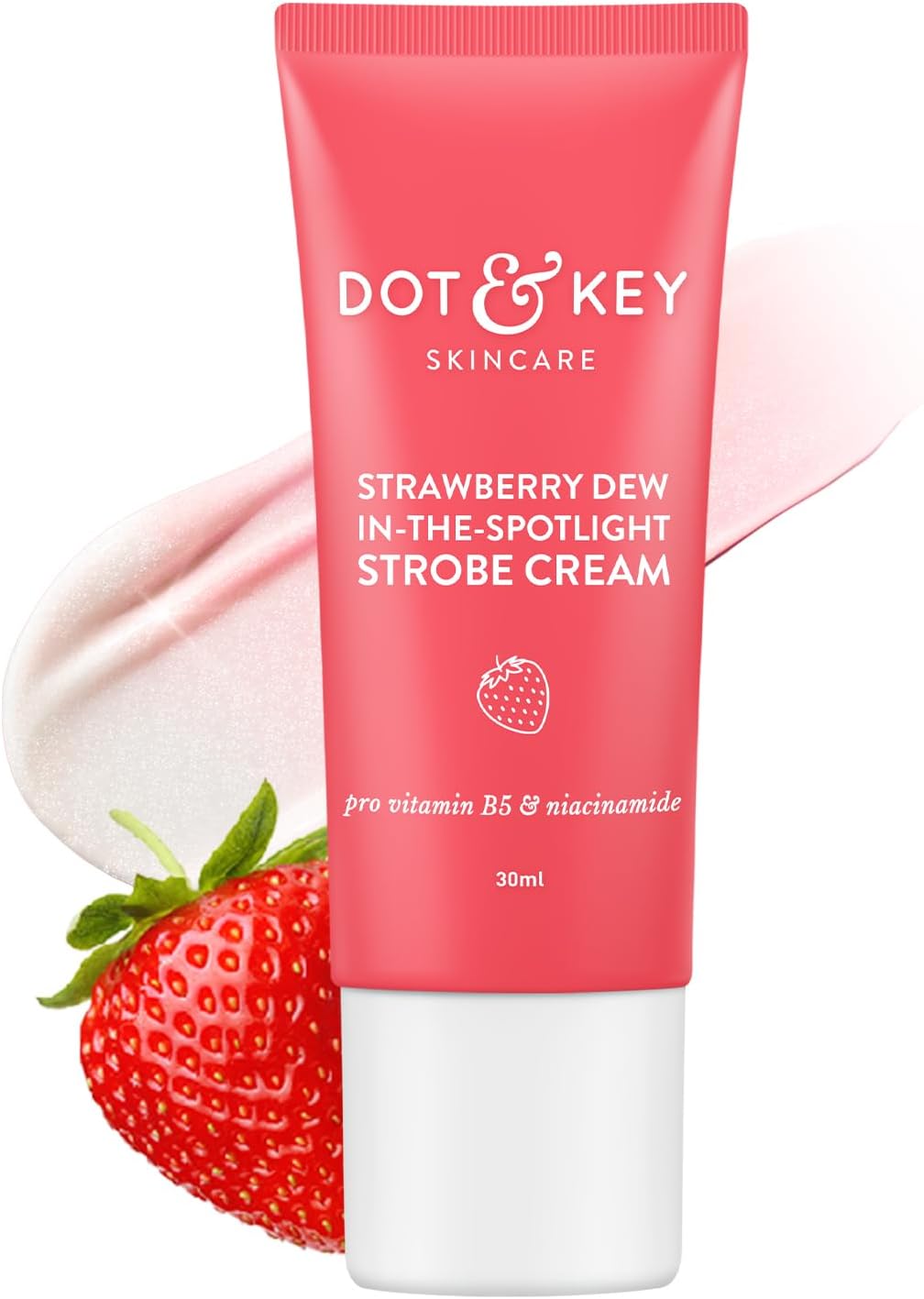 DOT & KEY Strawberry Dew Strobe Cream For Face Skin Radiance Cream | Moisturizer & Highlighter For Face | For Dewy Glazed Instant Glow | Boosts Hydration | For All Skin Types | For Women & Men | 30Ml