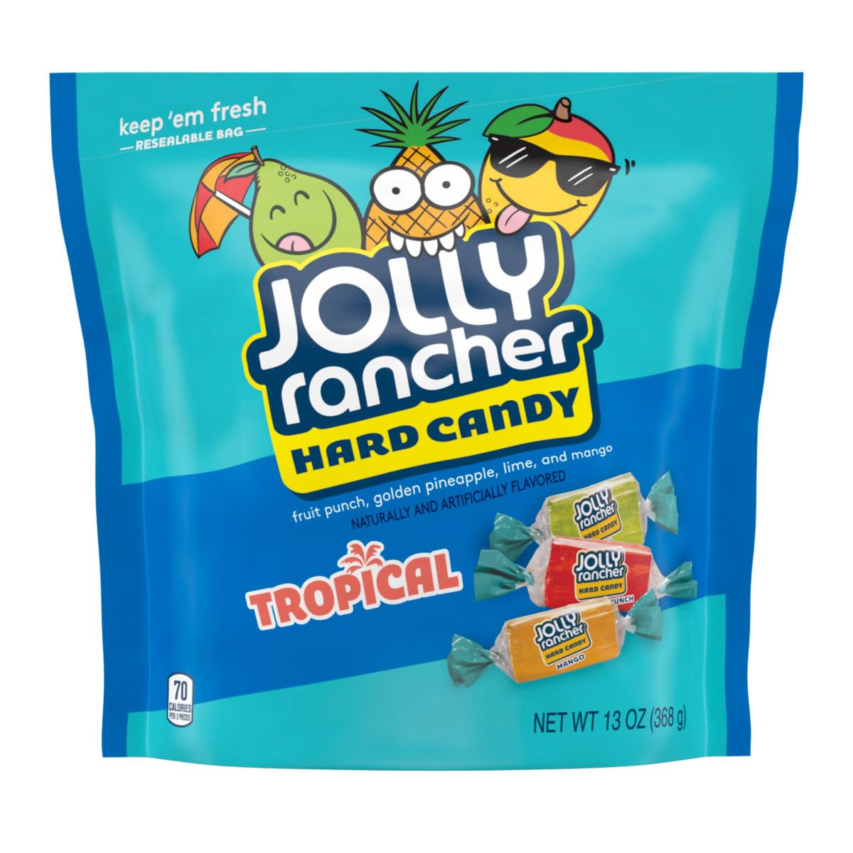 Jolly Tropical Ranchers Bag, 13 Ounce Bag (Pack of 1), Individually Wrapped Hard Candy, The Hampton Popcorn & Candy Company