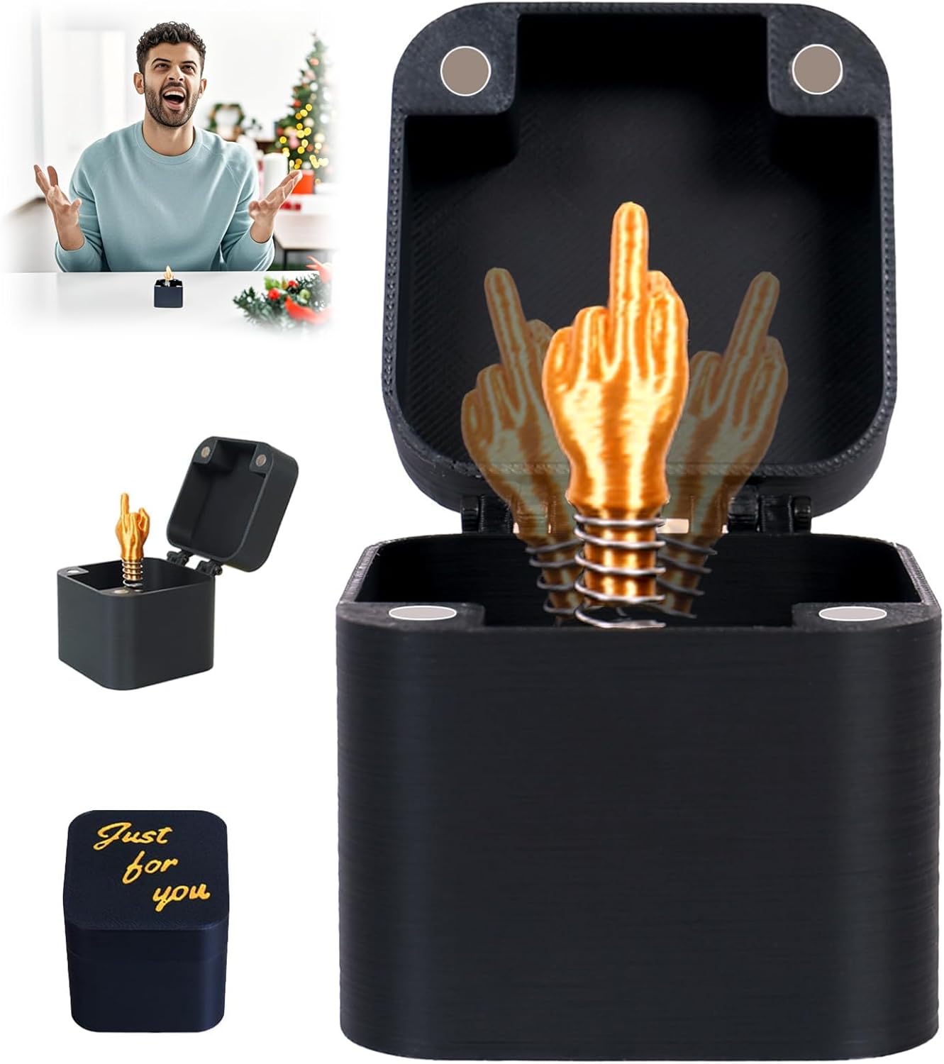 DORIMI Middle Finger Gifts – The Annoying Present, Gag Gifts for Men, Funny Gifts, Pranks for Adults, Middle Finger in a Box, White Elephant Gift, Christmas Prank Joke