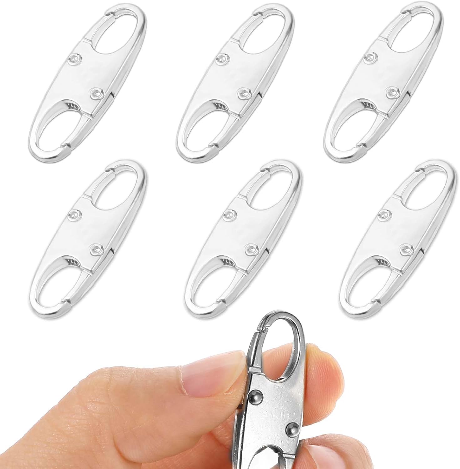 DIVINA VITAE Zipper Clips Anti Theft Deterrent, 6PCS S Carabiner Small Zipper Pull Locks Mini Snap S Hooks for Backpacks Camping Fishing Traveling Outdoor Sports