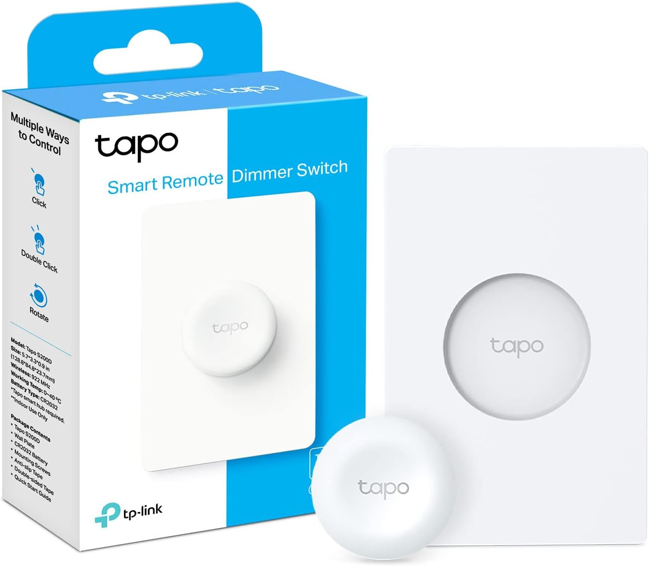 Tapo TP-Link Smart Button | Wireless Remote Dimmer Switch | 3-Way Control | Tap & Rotate HUB Required | 1+ Year Battery Life