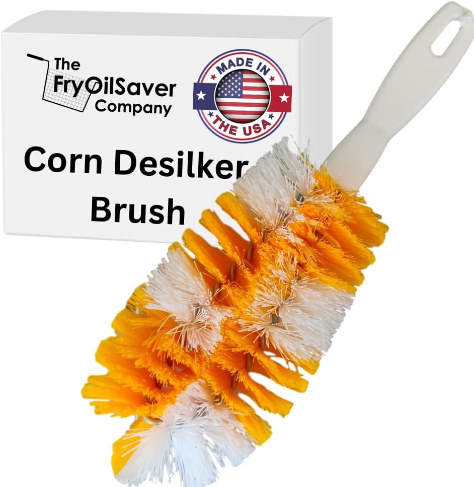 Corn De-Silker Brush | Bristled Veggetable Scrubber for Brushing Carrots, Potatoes | Durable & Firm Corn Scrubber, Corn Silk Hair Remover, Food Brush by FryOilSaver Co. B239C